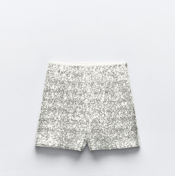 Zara Sparkly Silver Blazer suit and shorts- Eras Tour concert outfit XS - Picture 3 of 6